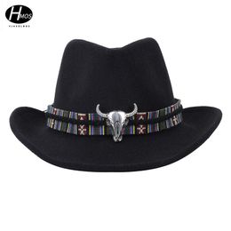 Men's Top Jazz Hat Cowhide Western Cowboy Bowler Ethnic Style Men And Women Couple European American Wide Brim Hats