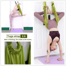 Stretch Auxiliary Aerial Yoga Wall Rope Open Hip Hammock Trainer Inverted Rope Pull Stretch Belt Home Ladies Yoga Belt Fitness