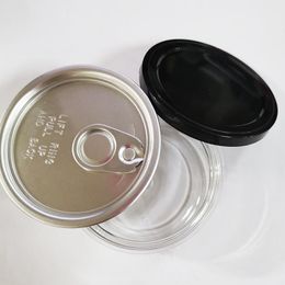 3.5g Clear Can Food Grade Flower Packaging Case 100ml Dry Herb PET Ring pull tab empty cans Airtight Concentrate Home Food Saver