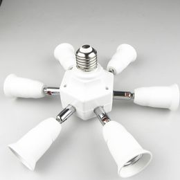 Lamp Holder E27 Socket Adapter 1 to 7 E26 Standard LED Bulbs Splitter Converter for 360 Degrees Adjustable 180 Degree Bendable Fireproof material