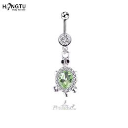 barbell belly button piercing UK - Other HONGTU 1pc Crystal Fashion Tortoise Pendant Belly Button Rings Steel Navel Piercing Barbell Body Jewely