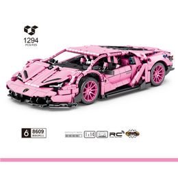 SEMBO Blocks Luxury Pink Car Toy Building Bricks Famous Vehicle Model Kids Toys for Children Birthday Gifts Girl Juguetes 8609
