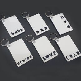 Sublimation heat transfer blank card key ring keychain Mother's Father's Day gift LOVE GRAD DAD MOM SENIOR Hollow out words photo printing Tiktok HOT G410P8B