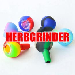 Colourful Smoking Silicone 14MM Male Joint Glass Hole Philtre Bowl Dry Herb Tobacco Oil Rigs Wax Bongs Bowls Container Tool High Quality Hookah Holder DHL
