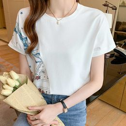 Fashion Women's Shirt Solid Blouses for Printing Asymmetric s Tops O-neck All-match Blouse Woman Basic OL 210604