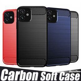 Carbon Fibre Brushed Soft TPU Cases For iphone 12 11 Pro Max Xs Xr 6 6S 7 8 Plus Note20 Shockproof Cover
