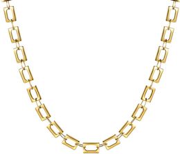 4.8mm 17 Inch Gold/ Silver Stainless Steel Square Hollow Link Chain Necklace For Women Men Fashion Christmas Present