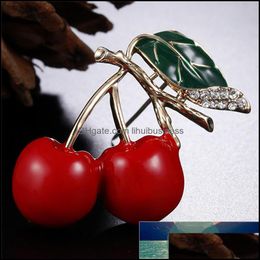 Pins, Brooches Jewellery Red Enamel For Women Kids Cherry Brooch Cor Small Bouquet Hijab Pins Feminino Party Dress Aessories Drop Delivery 202