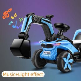 Large Children Digger Model Excavator Toy with Music&Light Ride On Toys Kids Toddler Electronic Engineering Truck Children Gifts