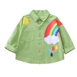 Spring Autumn Baby Boys Girls Clothes Children Cotton Cartoon Shirt Toddler Fashion MG002 211204