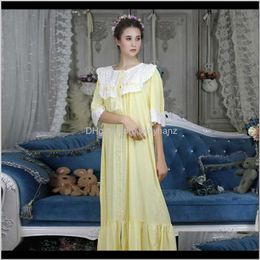 Womens Underwear Apparel Drop Delivery 2021 Women Nightgowns Leisure Princess Homewear Dress Sleeve Loose Sleepwear One Size Larger Gapr# Wtg