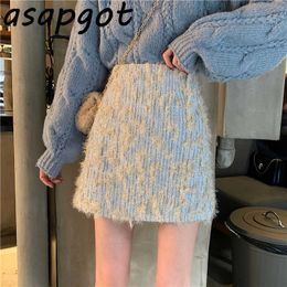 OL Autumn Korean Chic Fragrance Lady Slim Temperament High Waist Plus Size Tassel Skirts Women Fairy Fashion Mujer Faldas 210610