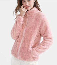 Women Solid Jacket Zipper Pocket Thick Sweatshirt Kangaroo Pocket Long Sleeve Sweatshirt Warm Soft Full Coat 9837 210928