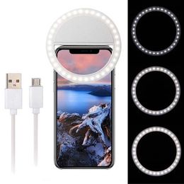 RK12 Recargable LED Selfie Light iPhone11 Universal selfie-lâmpada de telefone móvel Lente Flash portátil para Samsung S20 Huawei P40 Caixas de varejo