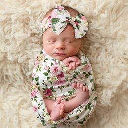 Florals Infant Baby Swaddle Wrap Blanket Wraps Blankets Nursery Bedding Babies Wrapped Cloth With Headband Photo Props