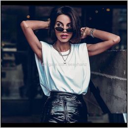 Shirts Womens Clothing Apparel Drop Delivery 2021 Summer Sleeveless Tops Female O Neck White Women Shirt Ladies Loose Solid Chic Casual Blous