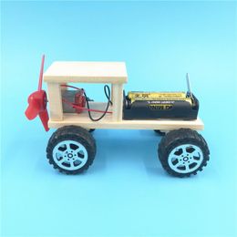 Primary school students handmade materials electric racing scientific experiment wooden Educational Toys wind off road vehicle