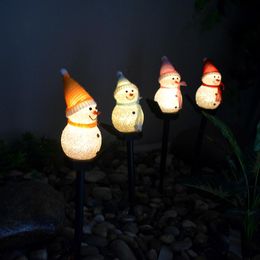 Lawn Lamps Christmas Solar LED Light Outdoor Garden Landscape Holiday Xmas Decoration Ground Plug Cute Snowman Lamp