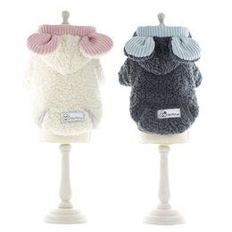 Pet Dog Clothes with Cap Fpr Autumn and Winter Small Puppy Dog Fashion Coats with Big Ears Bubble Fleece Quilted Cotton Jackets 211007