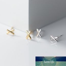 Korean Minimalist Cross Earrings Gold Silver Color Simple Small Mini Stud Earrings for Women Fashion Chic Jewelry Factory price expert design Quality Latest Style