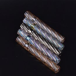 Colourful Spiral Thick Glass Pipes Dry Herb Tobacco Smoking Handpipe Preroll Cigarette Philtre Holder Taster Tips Tube High Quality One Hitter Catcher DHL Free
