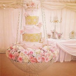 Wholesale decoration weddings aisle crystal pillars walkway stand Centrepiece for Party decor Wave Celling Beaded curtain for event Wedding