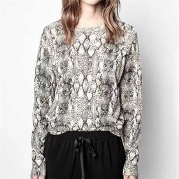 100% Cashmere Women Sweater Autumn/ Winter Letter Leopard/Snake Pattern Loose Knitted Top's Fashion Pullover 211011