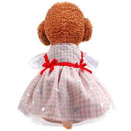 Pets Summer Princess Cat Dress for Small s Girl Plaid Poodle Bichon Clothes Dog Costumes Pug maltese