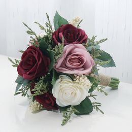 European Style Bridal Bouquets New Arrival 2021 Bouquet Purple Pink Ivory Wedding Flowers293S