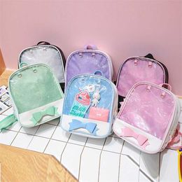 Clear Transparent Backpack Harajuku Bow-knot Itabags Bags School for Teenager Girls Designer Ita Bag Bookbag Bolsa 211025