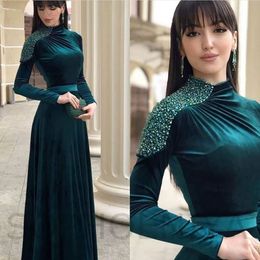 Новое поступление A-Line с длинным рукавом вечерние платья 2021 бархат Дубай арабские вечерние платья PROM PRECTY платье для женщин Vestidos элеганты