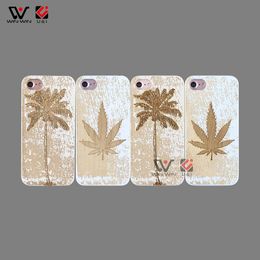 2021 Wholesale Back Cover Shell Phone Cases Shock Proof For iPhone 7 8 9 Plus X Xs 11 Pro Max Wood TPU White Maple Leaf Printing