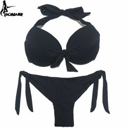 EONAR Bikini Solid Swimsuits Women Push Up Bikini Set Brazilian Cut/Classic Bottom Bathing Suits Sexy Plus Size Swimwear 210407