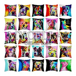 Pillow Case Color Dog Cushion Covers Geometric Throw For Home Chair Sofa Decorative Square Cases Pillowcase Car