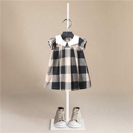 Summer Girl Dress New Fashion Baby Kids Summer Clothes Plaid Stripes Cotton Dress for Baby Girl Princess Dress Kids Clothes Q0716