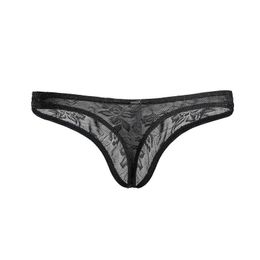 Underpants Men Briefs Sexy Gay Underwear Transparent Lace T-Panties Man Low Waist Pouch Male Bikini Slip Homme Ropa Interior