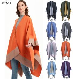 Women Wraps Pure Color Slit Shawl Indoor Air Conditioner Pashmina Cloak Spring And Autumn Fashion Scarves 8Colors WMQ1304