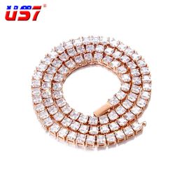US7 5mm Iced out Bling AAA+ Cubic Zircons Tennis Chain 18inch Choker Tennis Necklace For Hip Hop Rock Fashion Jewellery Gift X0509