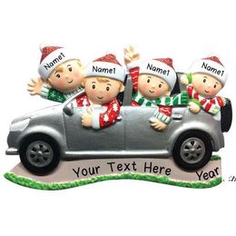 Latest Christmas Small Car Pendant DIY Name Benediction Ornament Family of 2-6 Xmas Tree Hanging Pendants Party Decoration LLE11351