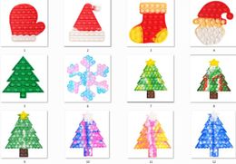 Party Favor Dimmer Fidget Decompression Toy Push Bubble Anxiety Anti Stress Reliever Christmas tree hat Kawaii Stuff Autism Antistress Sensory