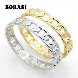 Fashion Gorgeous Cut Rope Shape Gold Colour with White Gold Colour Luxury Brand Bracelets Bangles High Quality Women's Jewellery Q0719