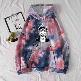 Women/Men Fashion Long Sleeve Sweatshirt Anime Black Clover Hoodie Casual Fashion Tiedye Hoodie Y0803