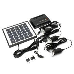 4W 6V Solar Panel + 3x LED Light USB Charger Power Bank Home Garden System Kit
