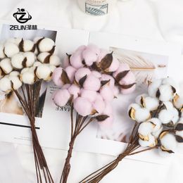 Natural Immortal Dried Cotton Flowers Artificial Plants Floral Branch For Wedding Party Decoration Fake Home Decorative & Wreaths 1954 V2