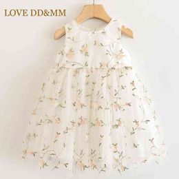 LOVE DD&MM Girls Dresses Kids Clothing Sweet Flower Embroidered Sequins Mesh Princess Dress For Girl 3-8 Years 210715