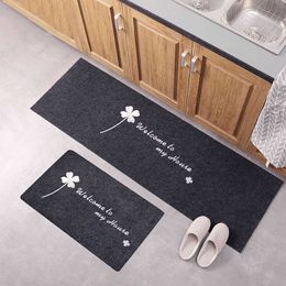Four-leaf Clover Pattern Kitchen Mat Anti-slip Modern Printed Embroidered Area Rugs Living Room By Bathroom Carpet Doormat 210727