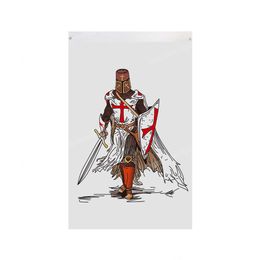 Knight Templar Order Flag 3 X 5FT 90 * 150CM Custom Vertical Banner Brass Metal Holes Grommets can be Customised