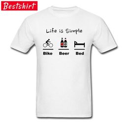 BMX Bike Life White Popular New T Shirt Life is Simple Bike Beer Bed Enduro Bicycle Racer Tshirt Men Ready To Race White Biker 210409