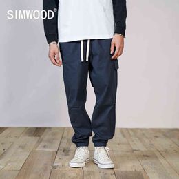SIMWOOD 2022 Spring New Oversize Elastic Waist Cargo Pants Men Ankle-Length Trousers Plus Size Brand Clothing G220224