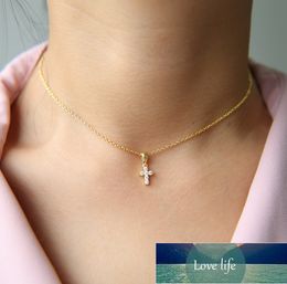 High Quality 925 Sterling Pave AAAA Cz Tiny Cute Cross Pendant Necklaces For Women Girl Mini Charm Pendants Bijoux Jewellery Factory price expert design Quality Latest